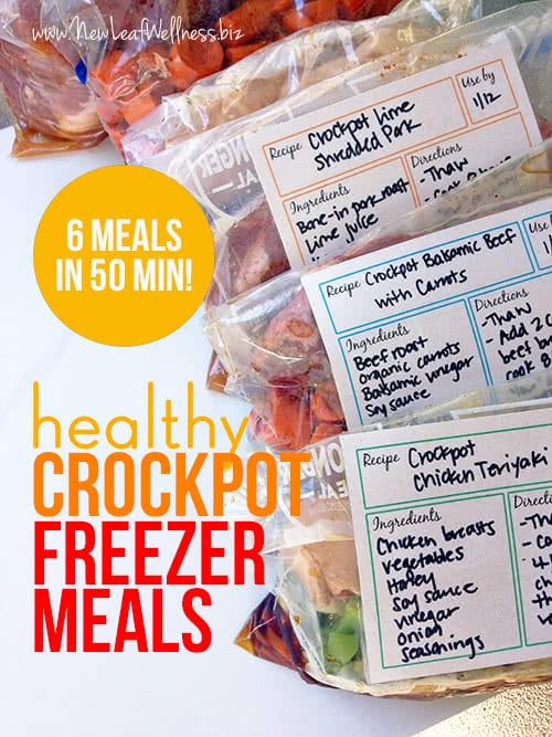 Six Healthy Freezer Crockpot Meals in 50 Minutes